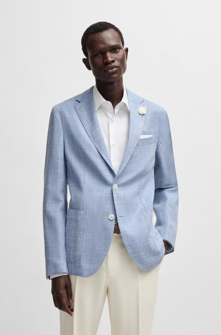 Boss Slim-fit blazer in micro-patterned fabric