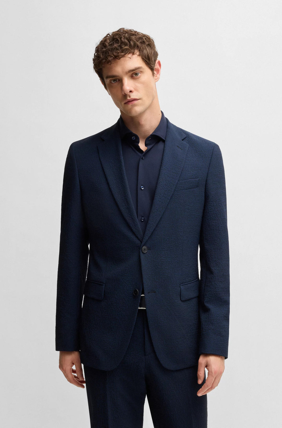 Boss Two-piece suit in performance-stretch seersucker