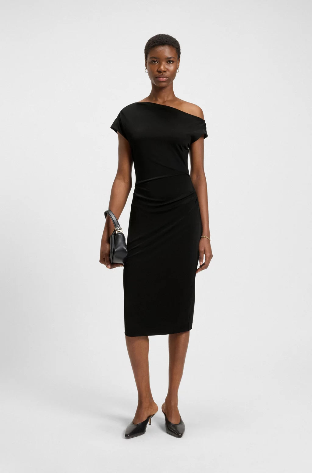 BOSS STRETCH-JERSEY DRESS WITH OFF-THE-SHOULDER NECKLINE