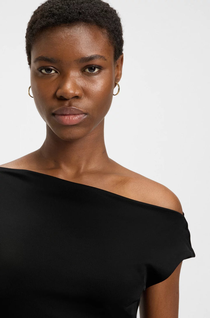 BOSS STRETCH-JERSEY DRESS WITH OFF-THE-SHOULDER NECKLINE