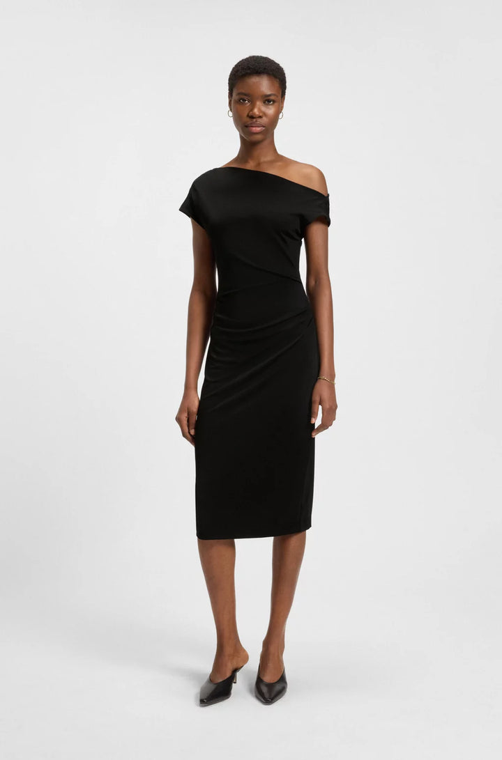 BOSS STRETCH-JERSEY DRESS WITH OFF-THE-SHOULDER NECKLINE