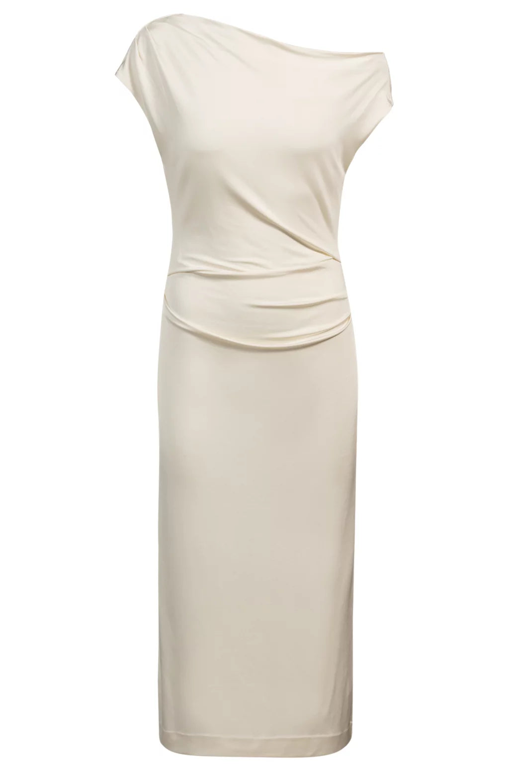 BOSS STRETCH-JERSEY DRESS WITH OFF-THE-SHOULDER NECKLINE