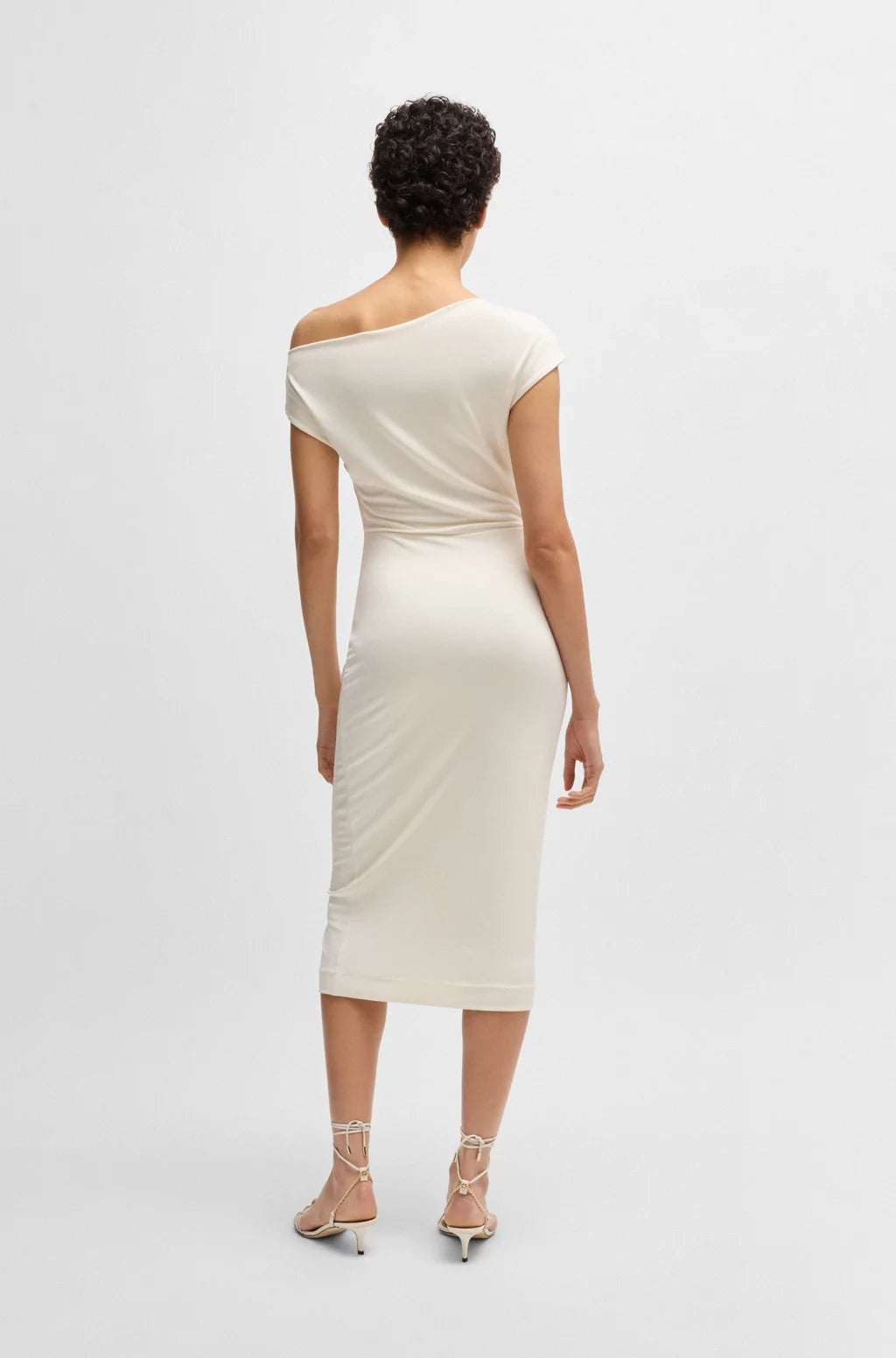 BOSS STRETCH-JERSEY DRESS WITH OFF-THE-SHOULDER NECKLINE