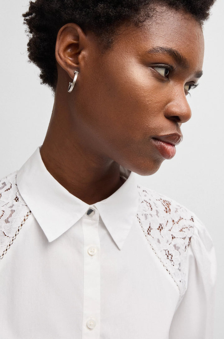 BOSS Regular-fit blouse with lace shoulders