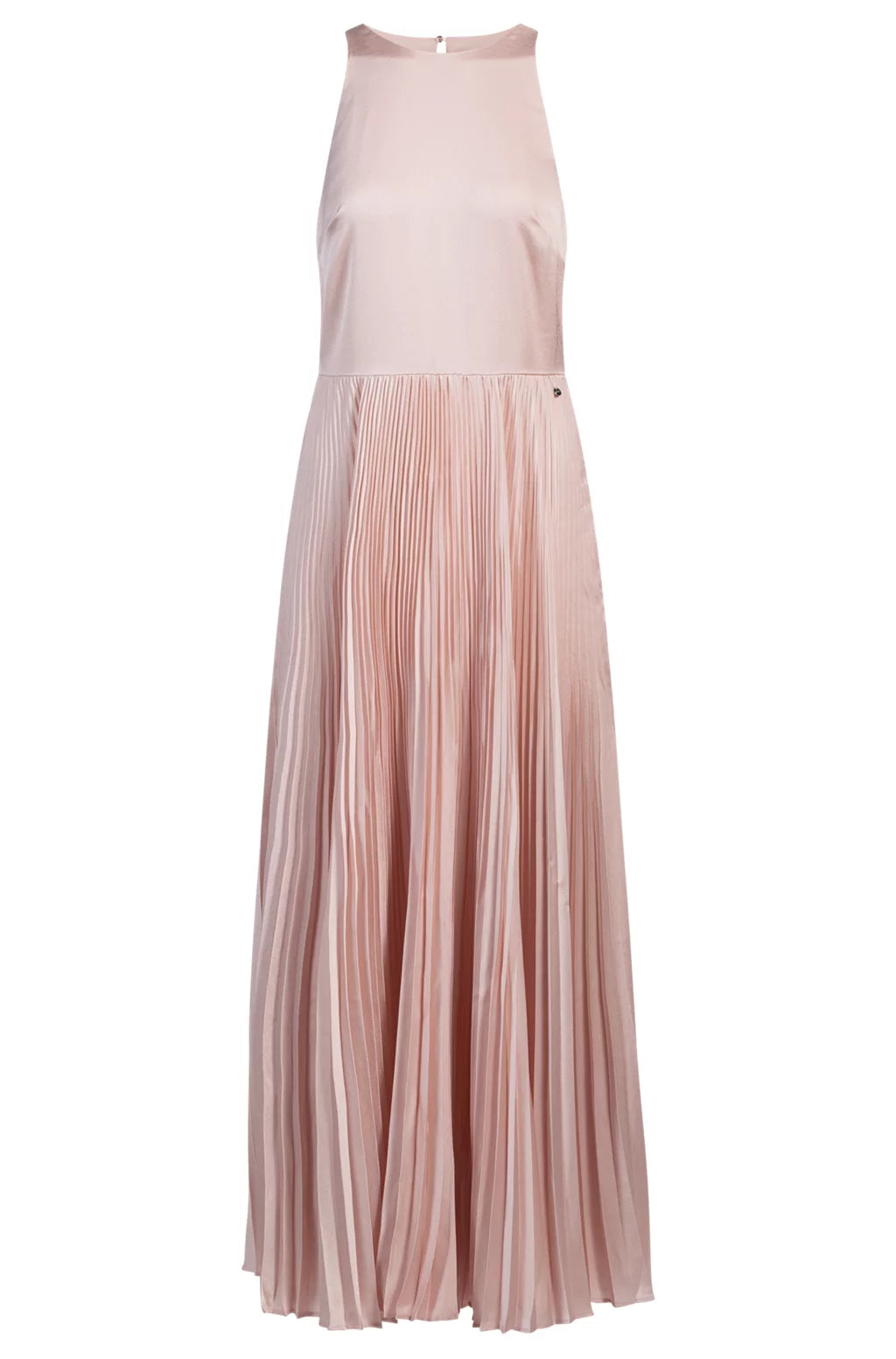 BOSS MAXI DRESS IN HAMMERED SATIN WITH PLISSÉ SKIRT