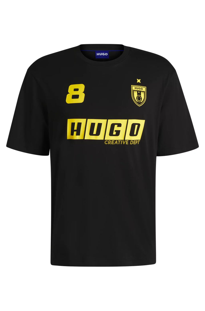 HUGO COTTON-JERSEY T-SHIRT WITH FOOTBALL-INSPIRED PRINTS