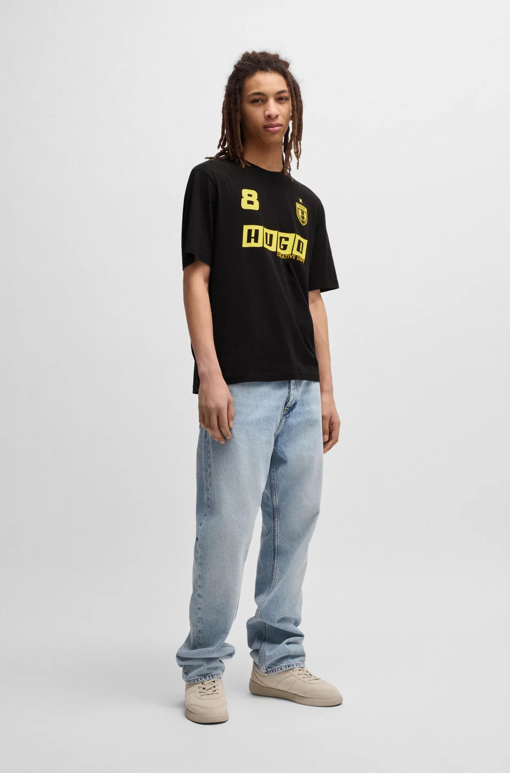 HUGO COTTON-JERSEY T-SHIRT WITH FOOTBALL-INSPIRED PRINTS