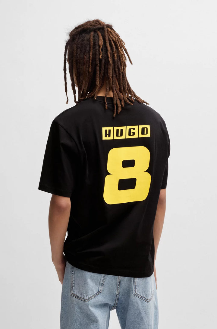 HUGO COTTON-JERSEY T-SHIRT WITH FOOTBALL-INSPIRED PRINTS