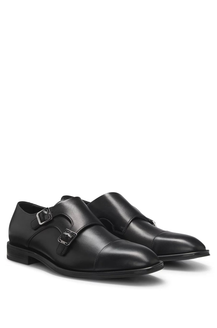 Boss Leather double-monk shoes with cap toe