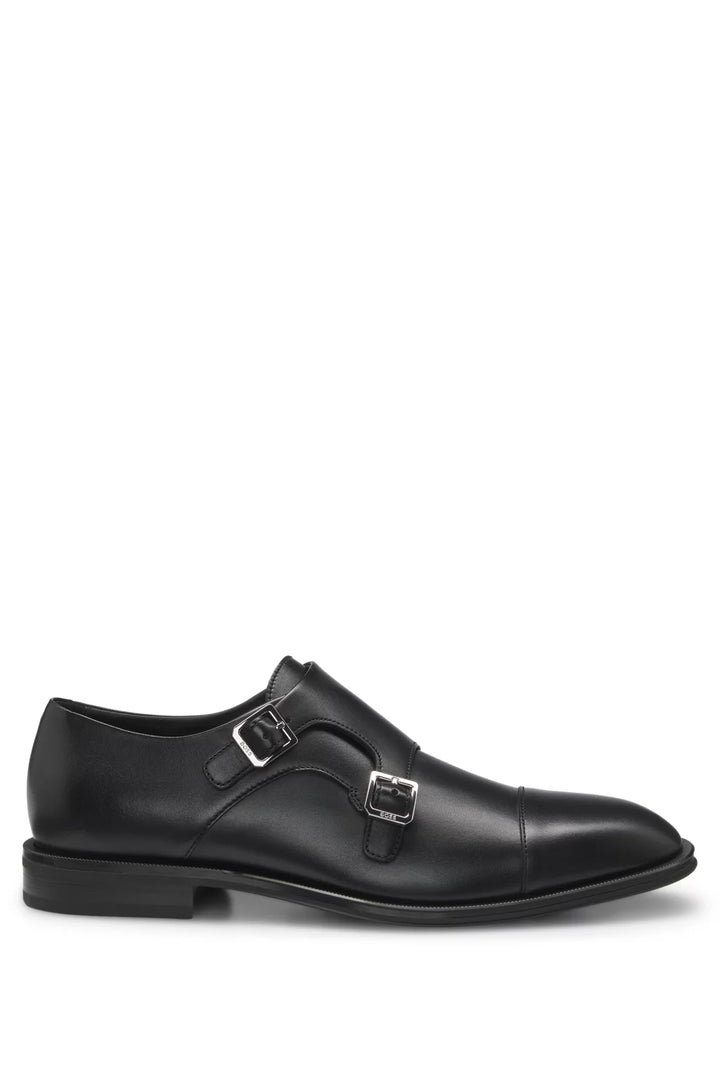 Boss Leather double-monk shoes with cap toe