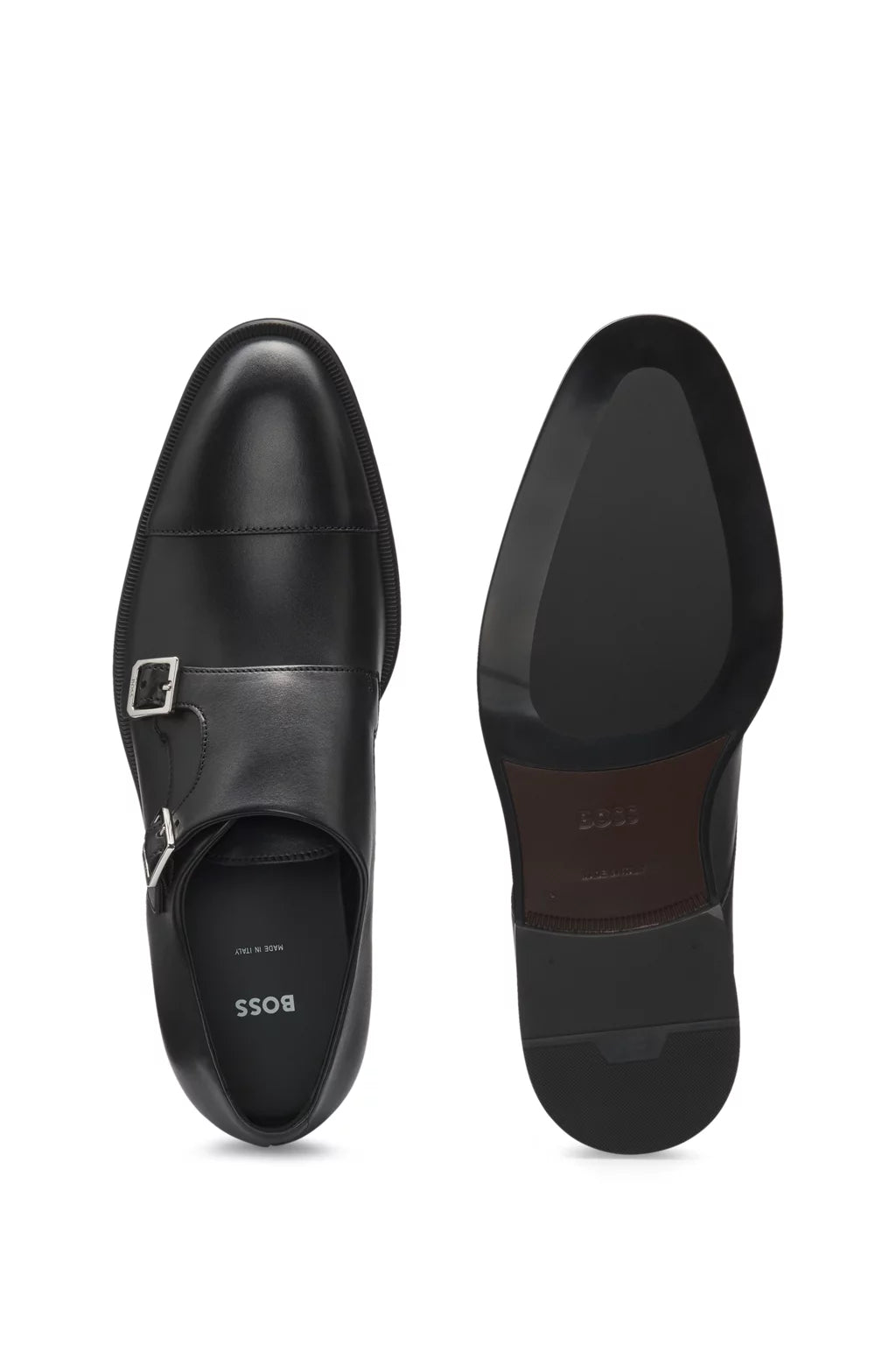 Boss Leather double-monk shoes with cap toe