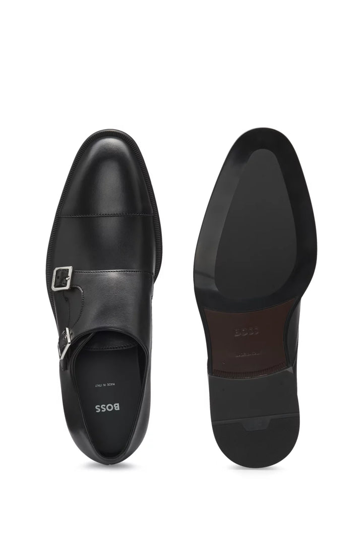 Boss Leather double-monk shoes with cap toe