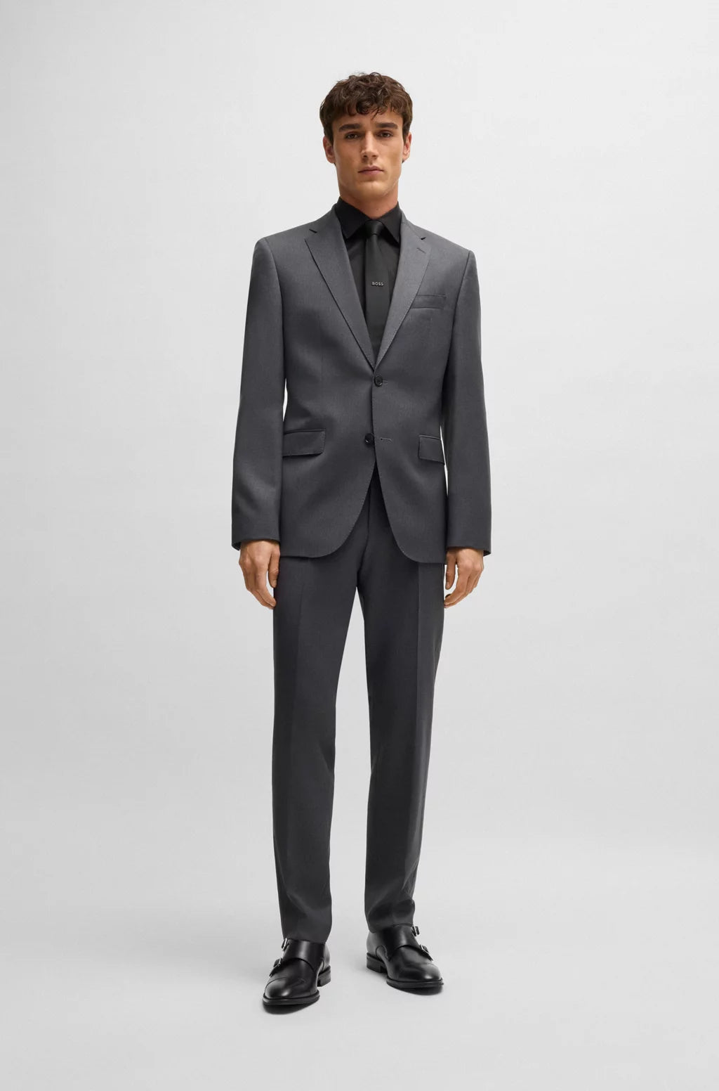 Boss Leather double-monk shoes with cap toe