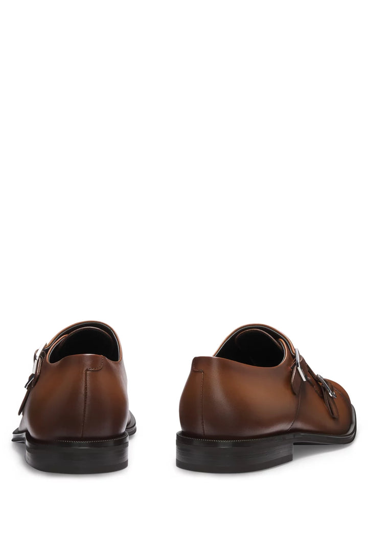 Boss Leather double-monk shoes with cap toe