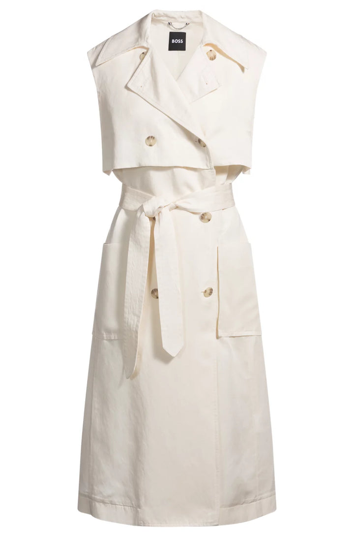 BOSS SLEEVELESS TRENCH DRESS WITH DOUBLE-BREASTED CLOSURE