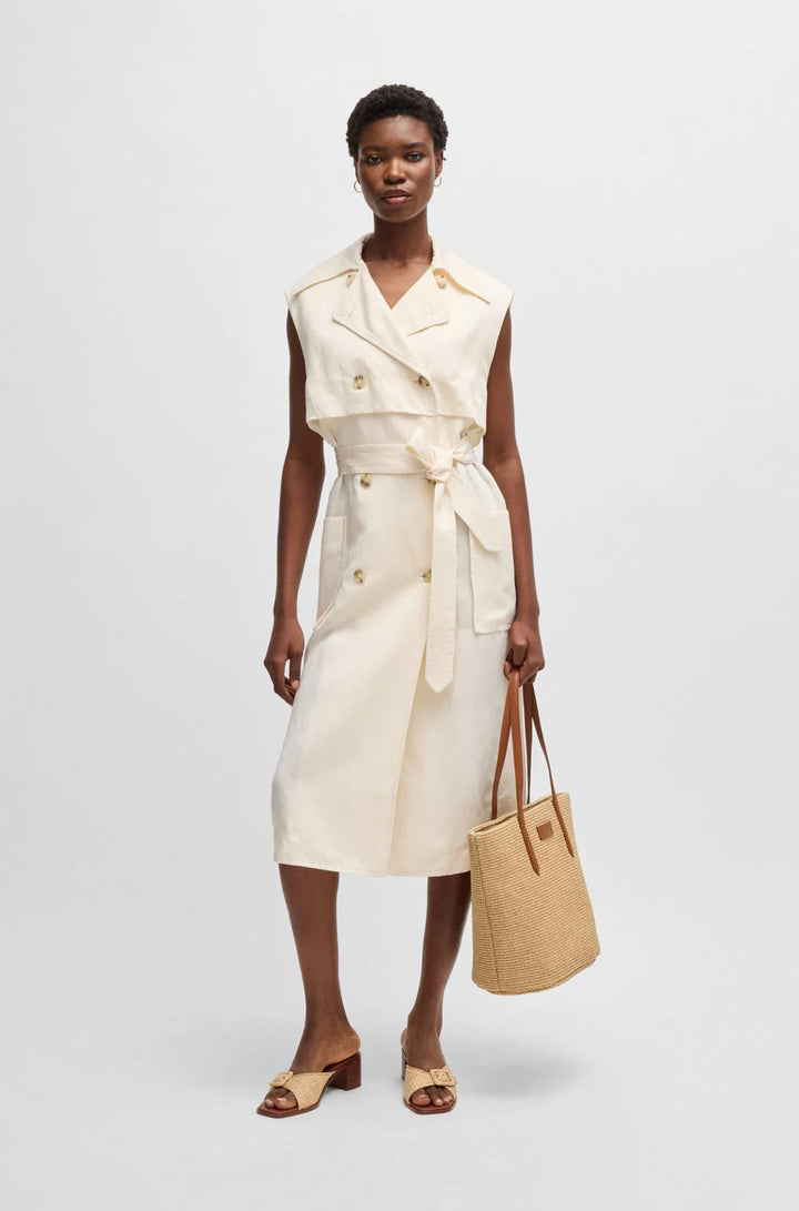 BOSS SLEEVELESS TRENCH DRESS WITH DOUBLE-BREASTED CLOSURE