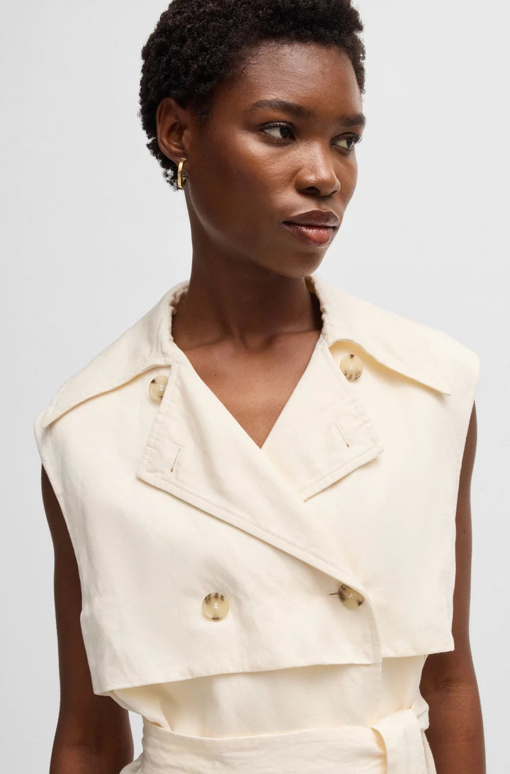 BOSS SLEEVELESS TRENCH DRESS WITH DOUBLE-BREASTED CLOSURE
