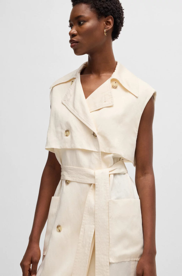 BOSS SLEEVELESS TRENCH DRESS WITH DOUBLE-BREASTED CLOSURE
