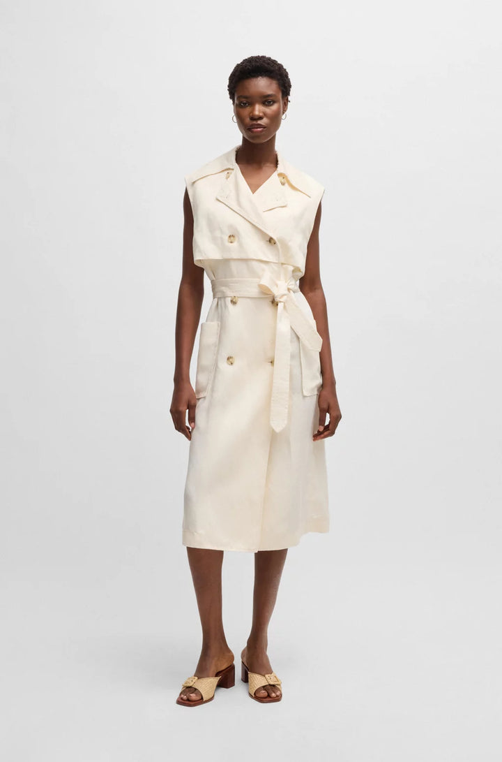 BOSS SLEEVELESS TRENCH DRESS WITH DOUBLE-BREASTED CLOSURE