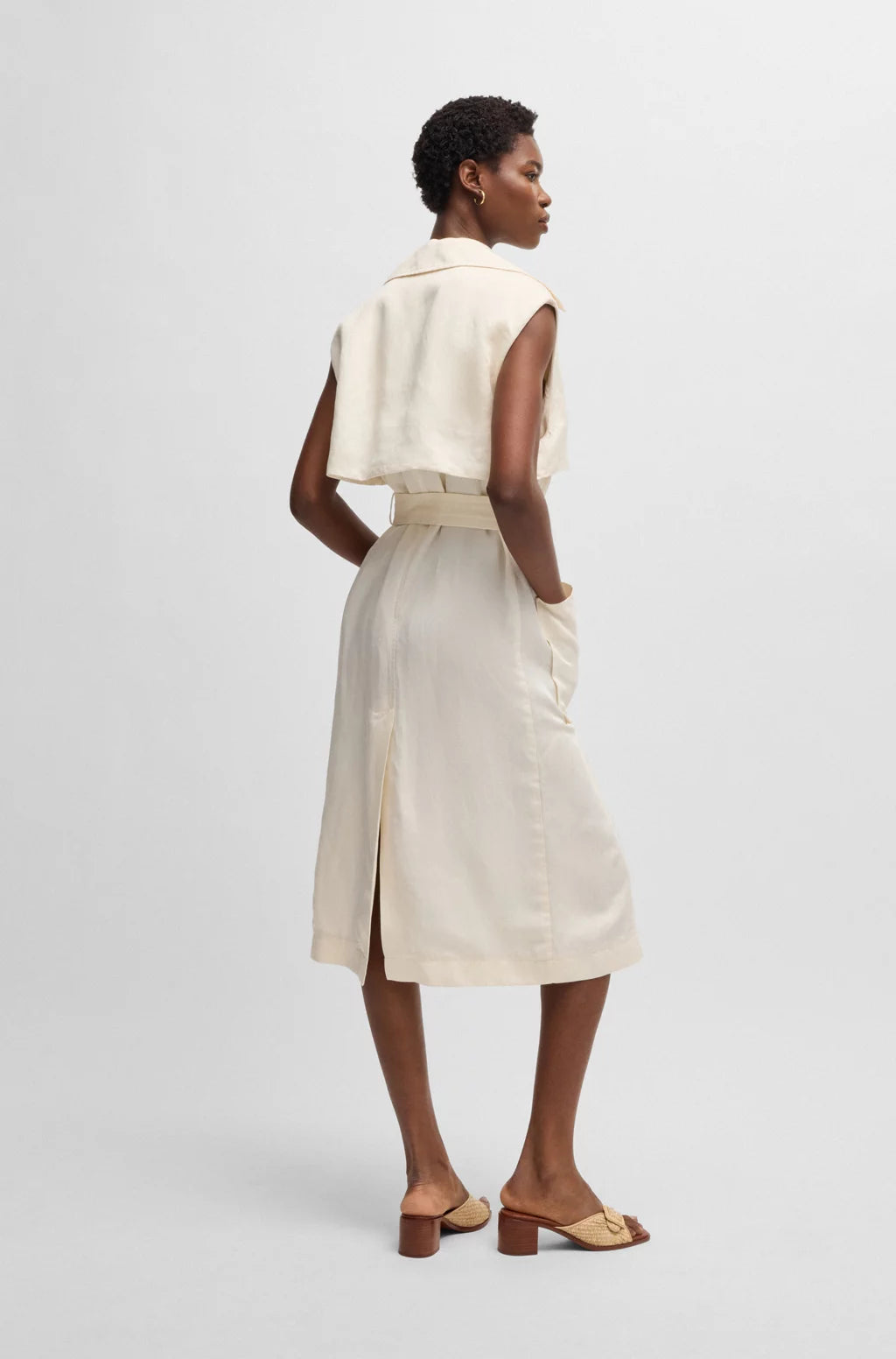 BOSS SLEEVELESS TRENCH DRESS WITH DOUBLE-BREASTED CLOSURE