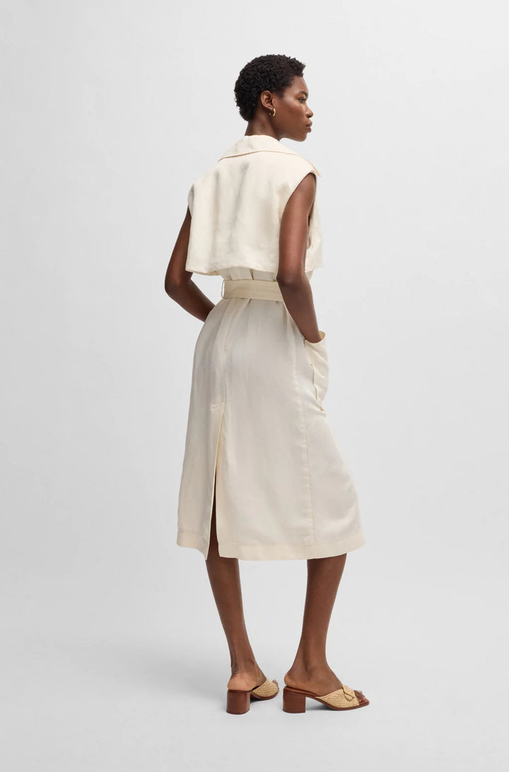 BOSS SLEEVELESS TRENCH DRESS WITH DOUBLE-BREASTED CLOSURE