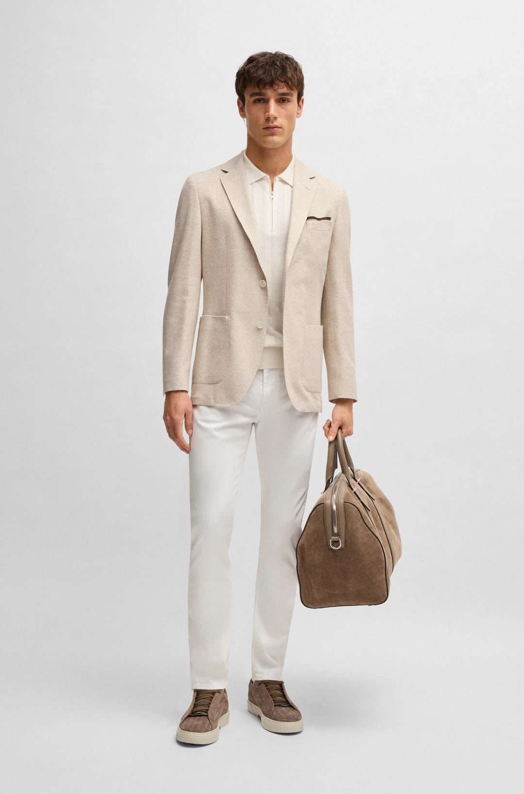 Boss Delaware slim-fit jeans in white stretch denim