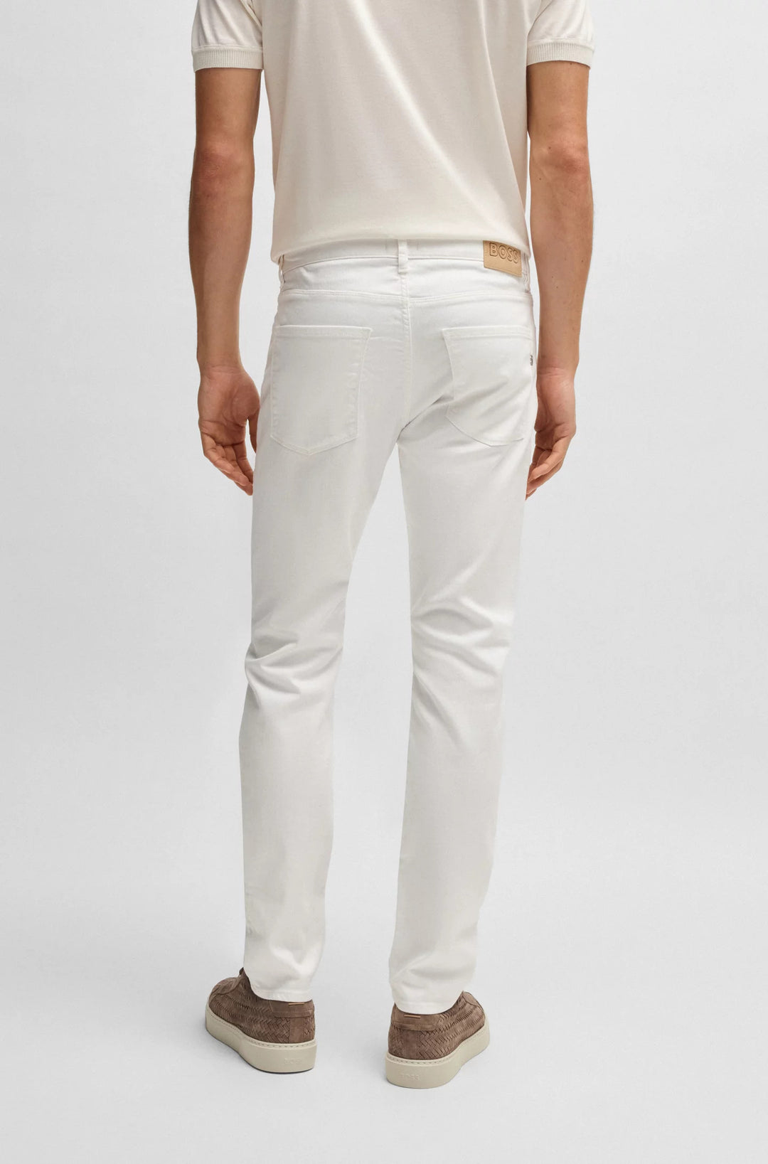 Boss Delaware slim-fit jeans in white stretch denim