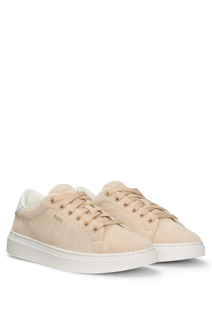 BOSS Suede trainers with leather backtab