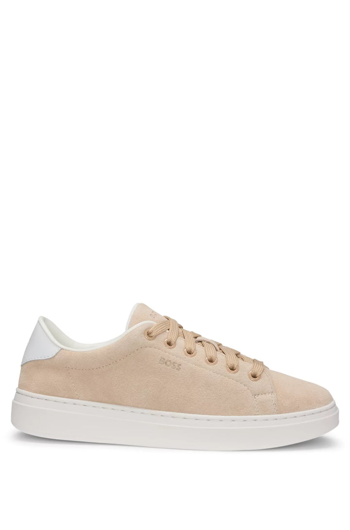 BOSS Suede trainers with leather backtab