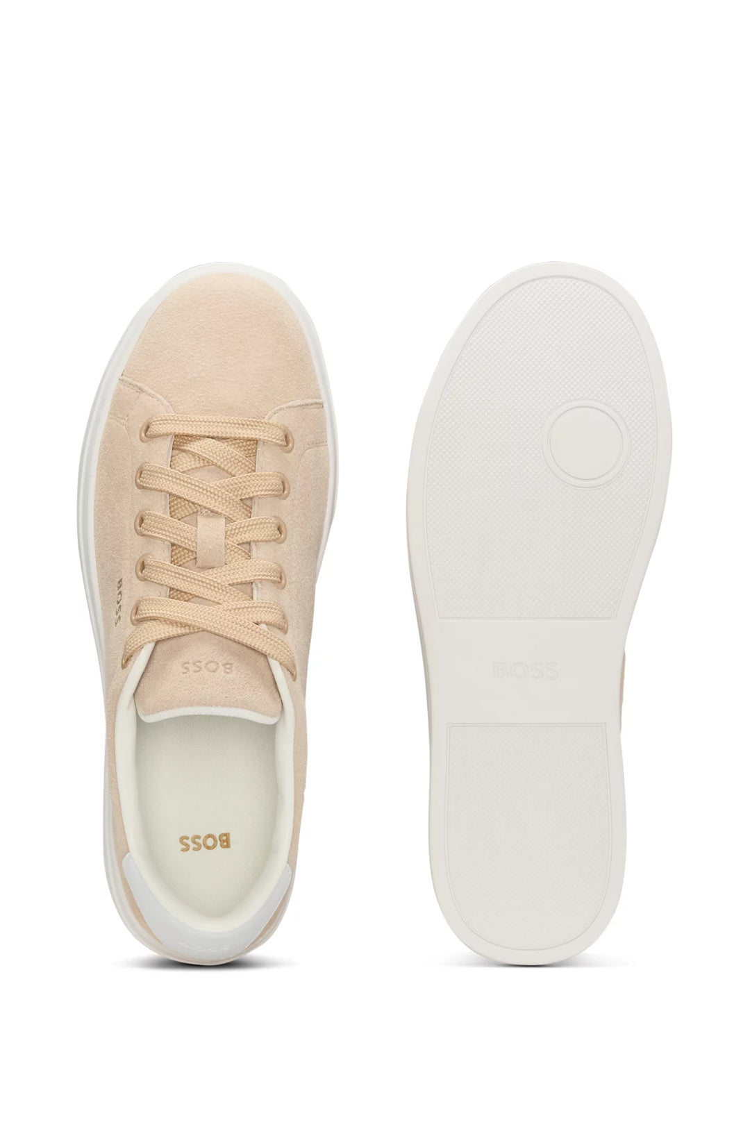 BOSS Suede trainers with leather backtab