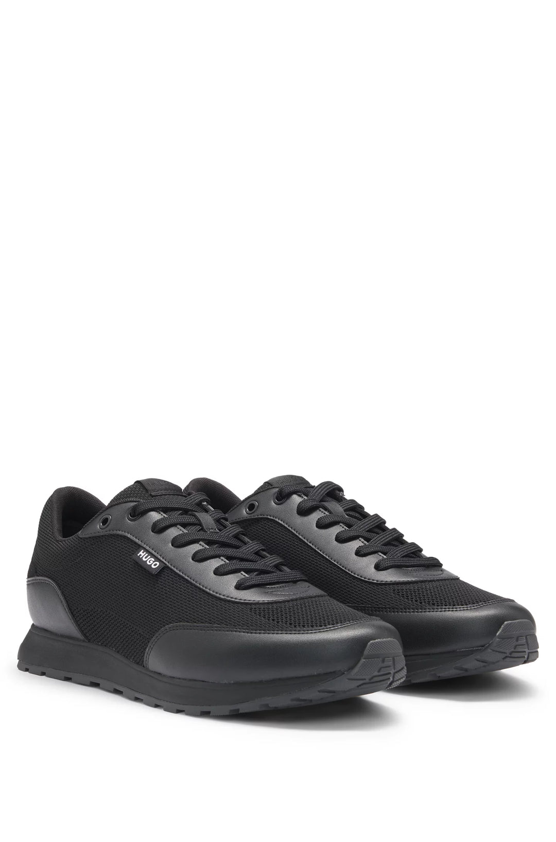 Hugo Knit-effect trainers with faux-leather trims