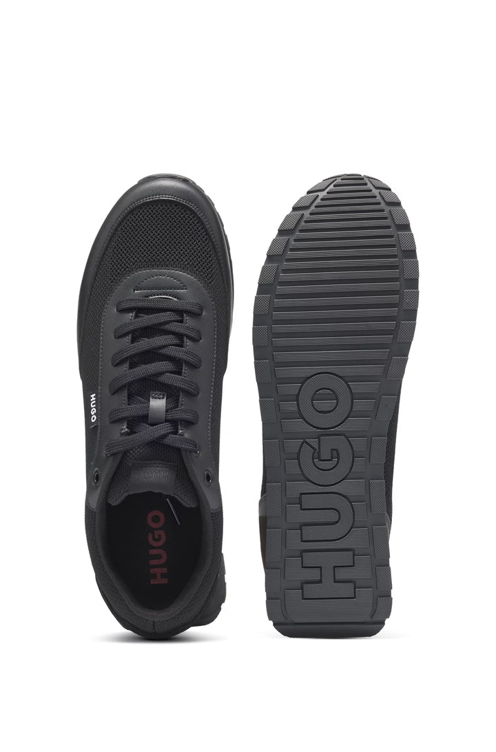 Hugo Knit-effect trainers with faux-leather trims