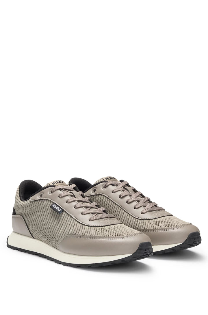 Hugo Knit-effect trainers with faux-leather trims