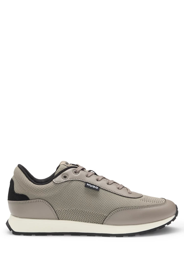 Hugo Knit-effect trainers with faux-leather trims