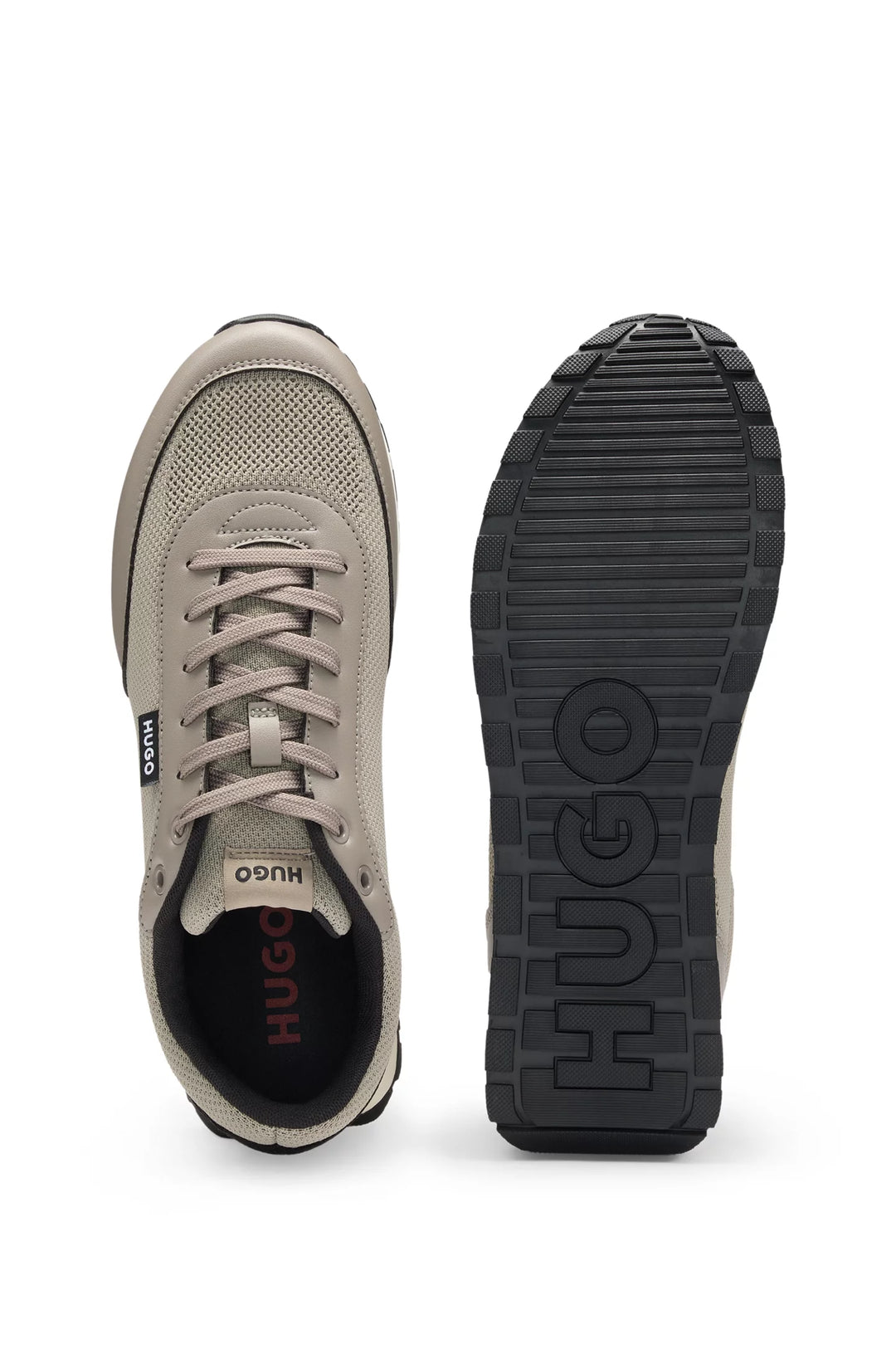 Hugo Knit-effect trainers with faux-leather trims