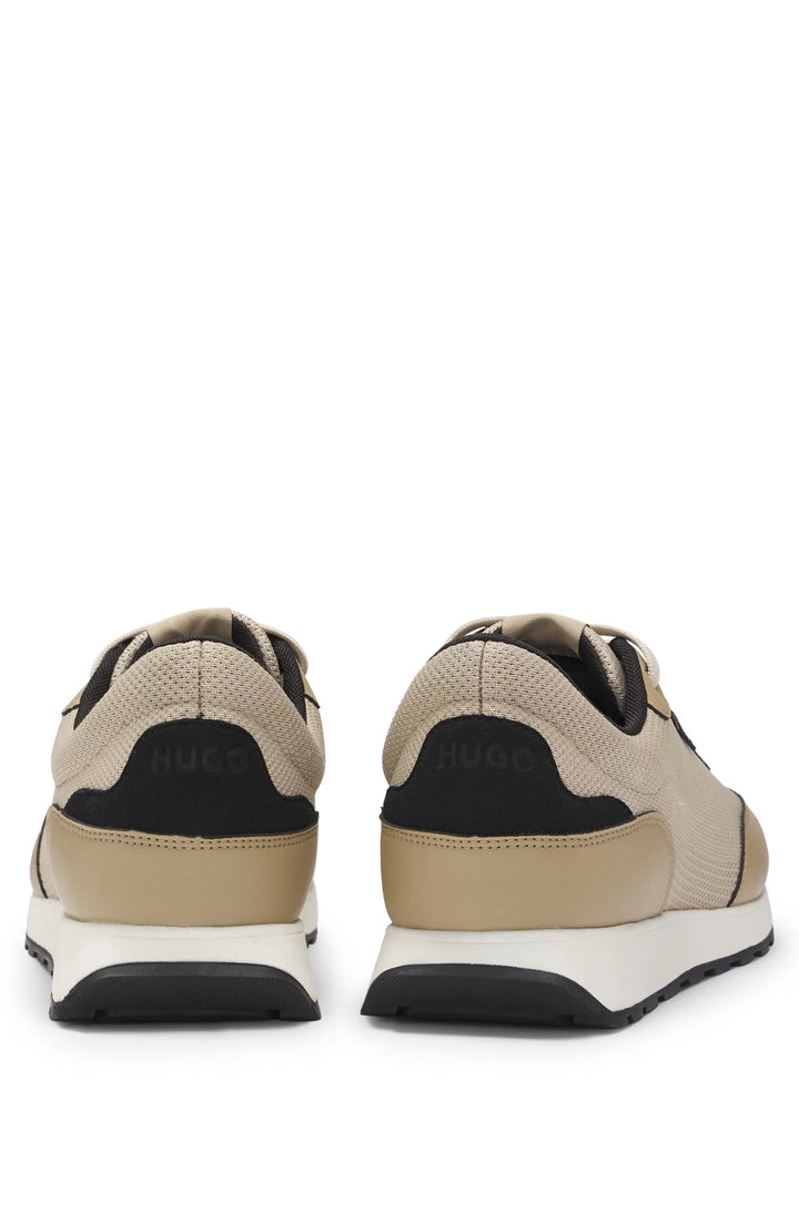 Hugo Knit-effect trainers with faux-leather trims