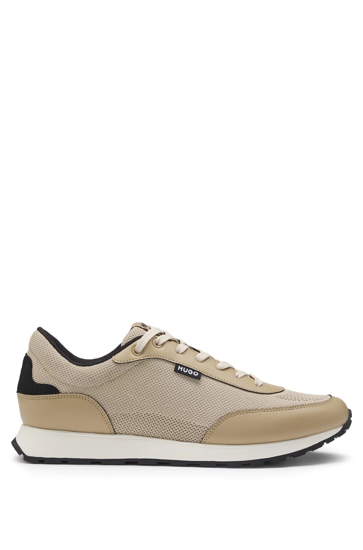 Hugo Knit-effect trainers with faux-leather trims