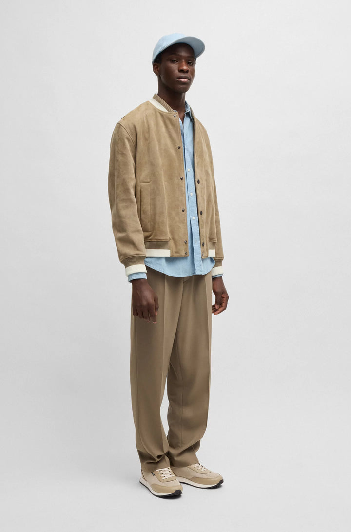 Hugo Knit-effect trainers with faux-leather trims