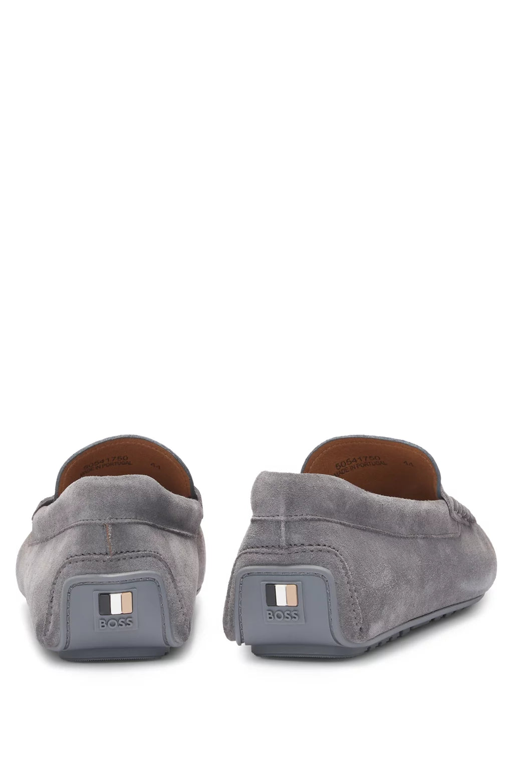 Boss Portuguese-crafted moccasin loafers in suede with penny trim