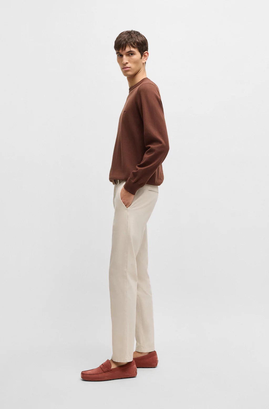 Boss Portuguese-crafted moccasin loafers in suede with penny trim