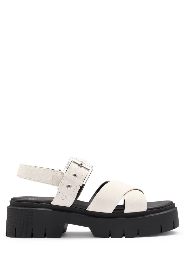 HUGO Suede sandals with buckled strap and chunky sole