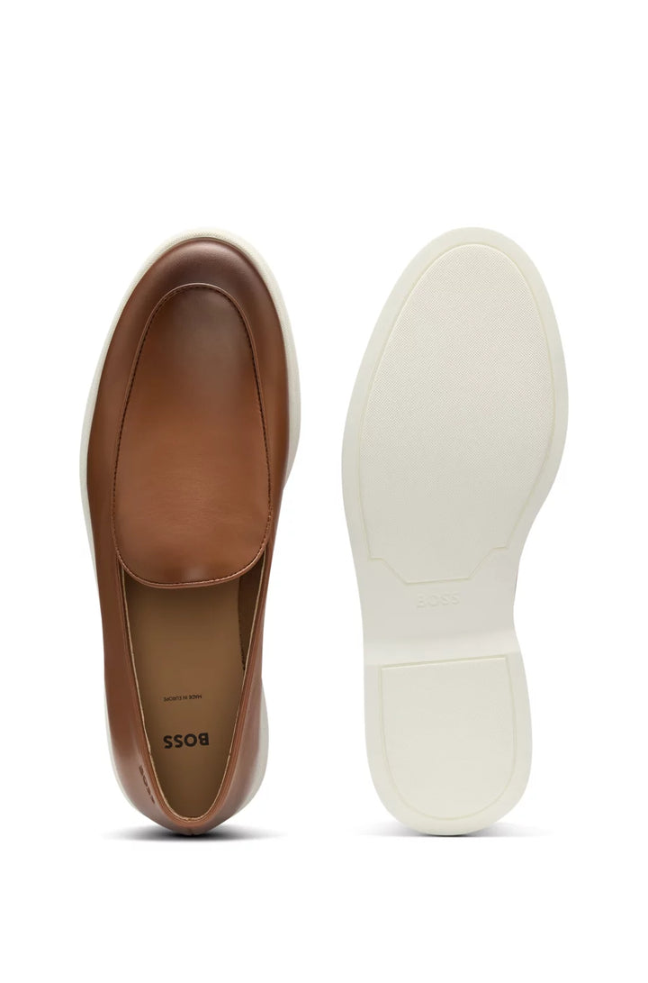 Boss Nappa-leather loafers with contrast outsole