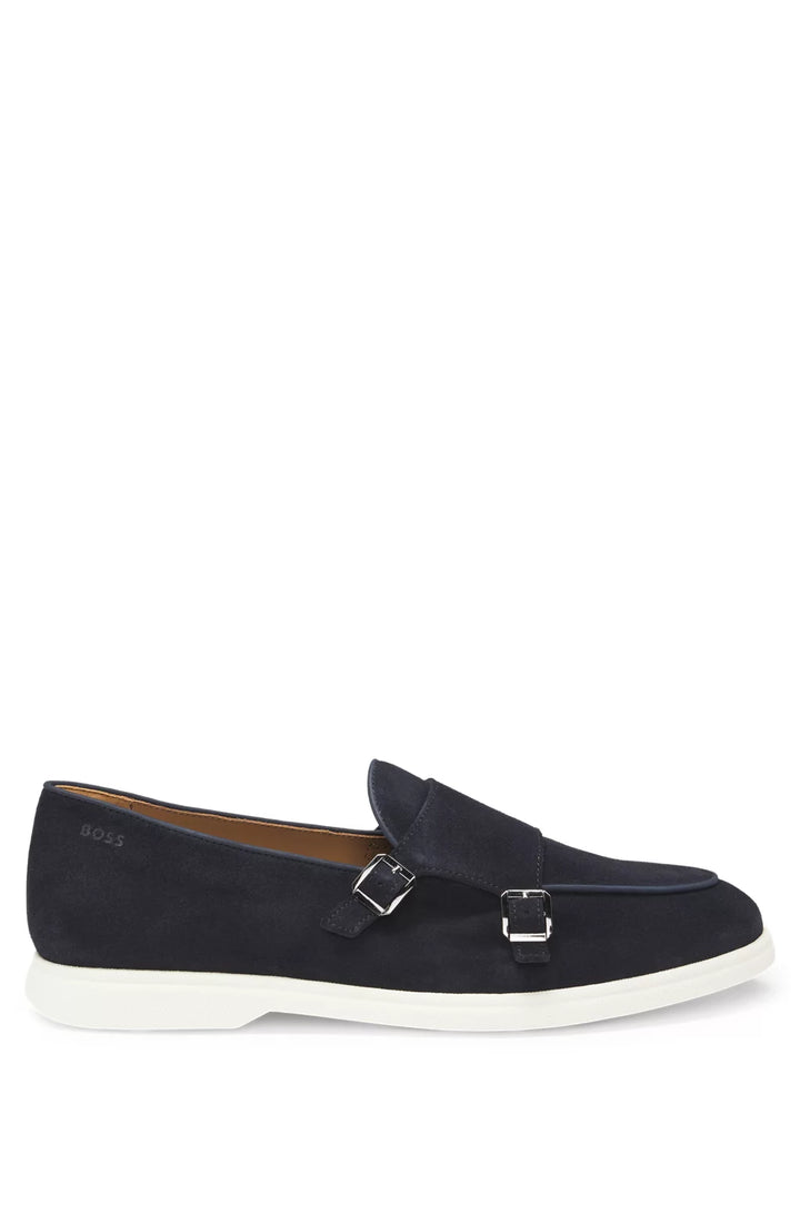 Boss Suede monk shoe with contrast outsole