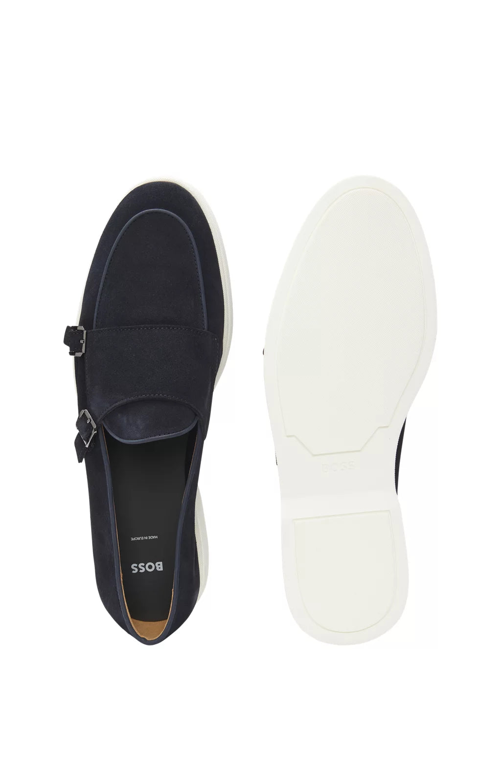Boss Suede monk shoe with contrast outsole