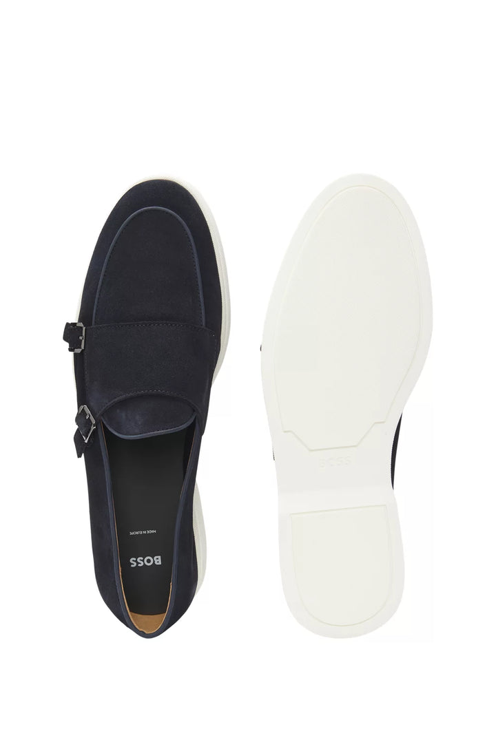 Boss Suede monk shoe with contrast outsole