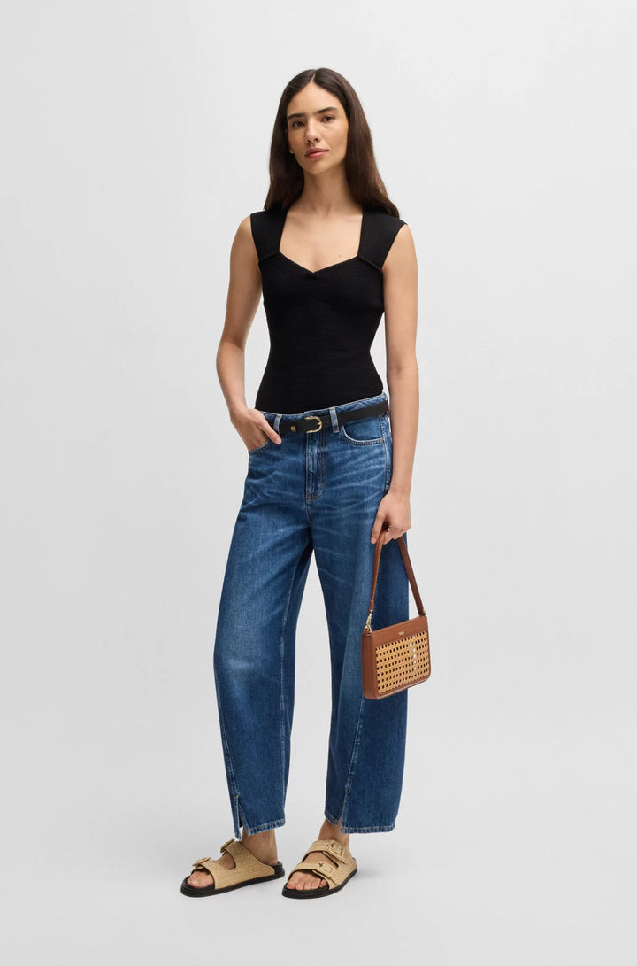 BOSS WOVEN SHOULDER BAG WITH PARTIALLY DETACHABLE HANDLE