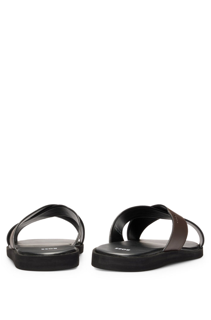 Boss Faux-leather slides with two-tone straps