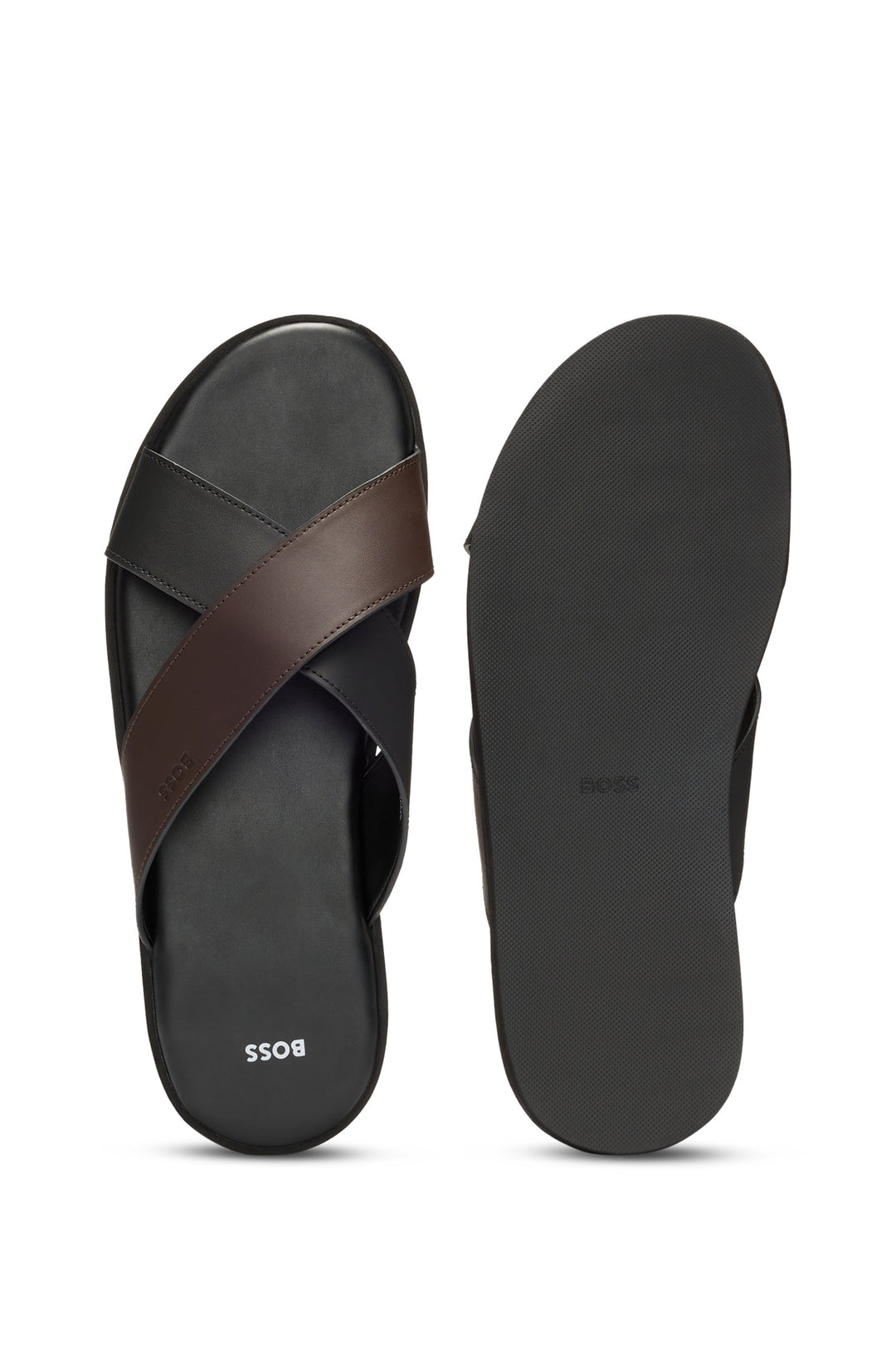 Boss Faux-leather slides with two-tone straps