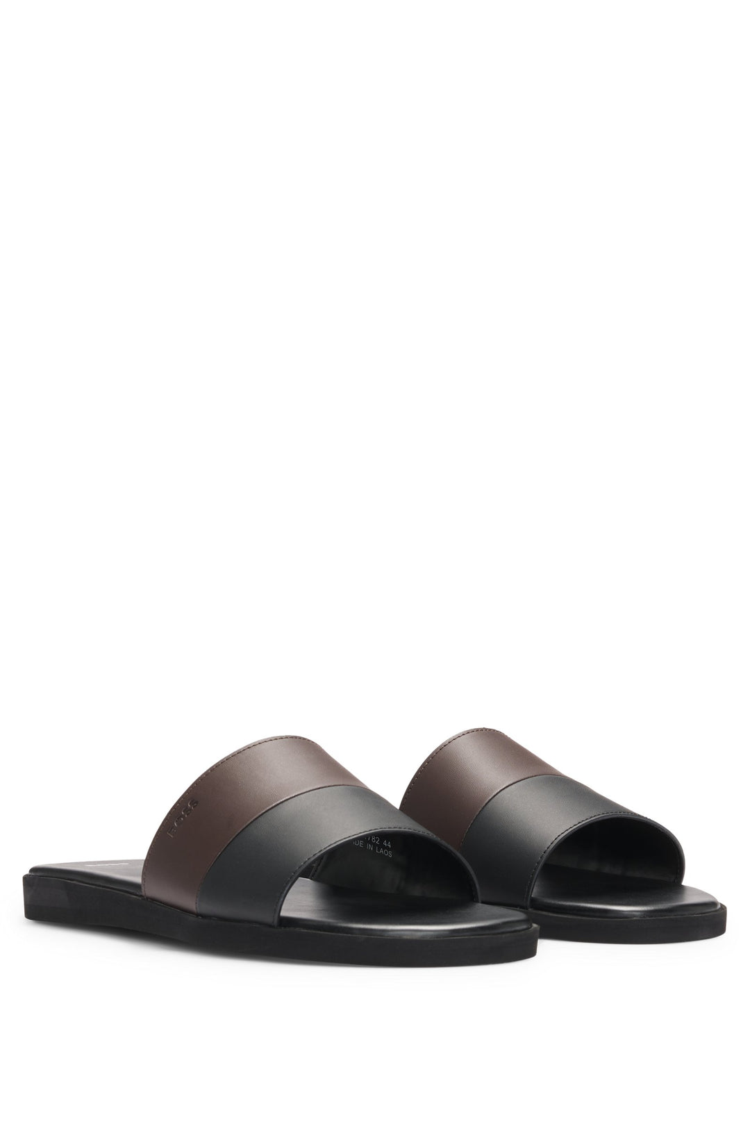 Boss Faux-leather slides with two-tone strap