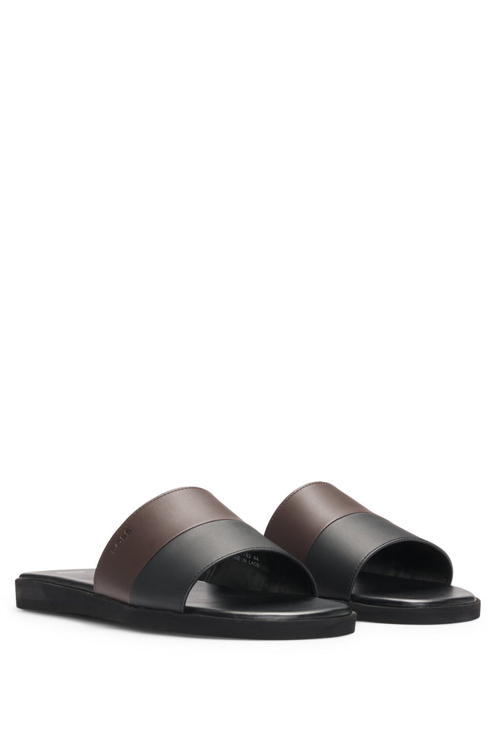 Boss Faux-leather slides with two-tone strap